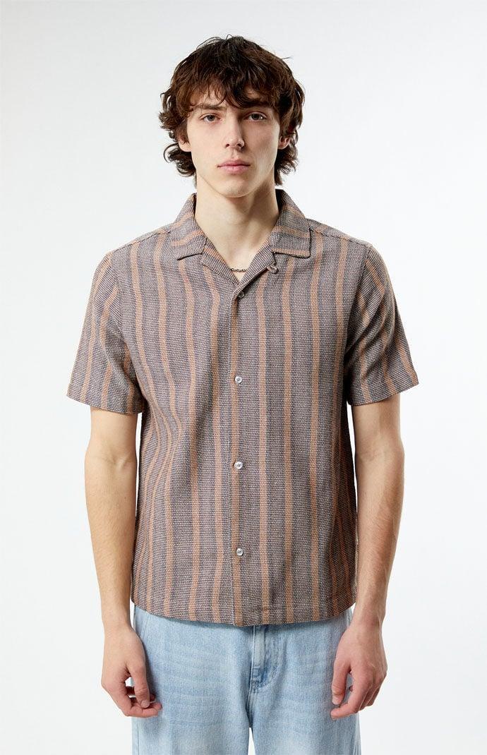 Men's Woven Striped Camp Shirt - Product Image