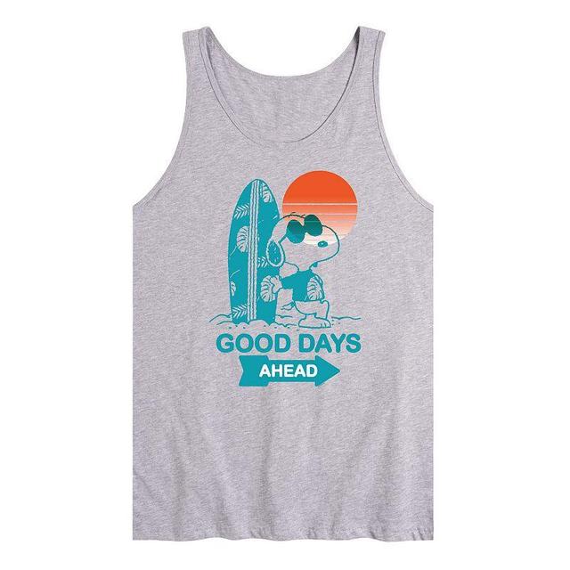 Mens Peanuts Snoopy Good Days Ahead Surfing Graphic Tank Top Product Image