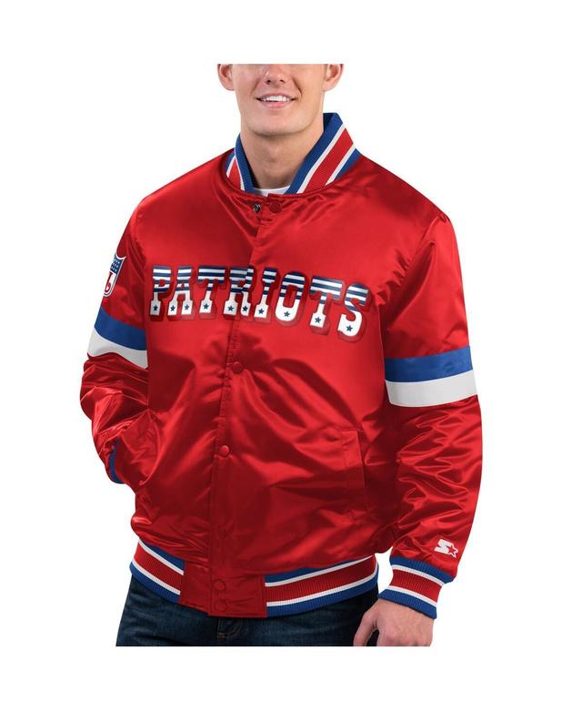 Mens Starter New England Patriots Gridiron Classics Home Game Satin Full-Snap Varsity Jacket Product Image