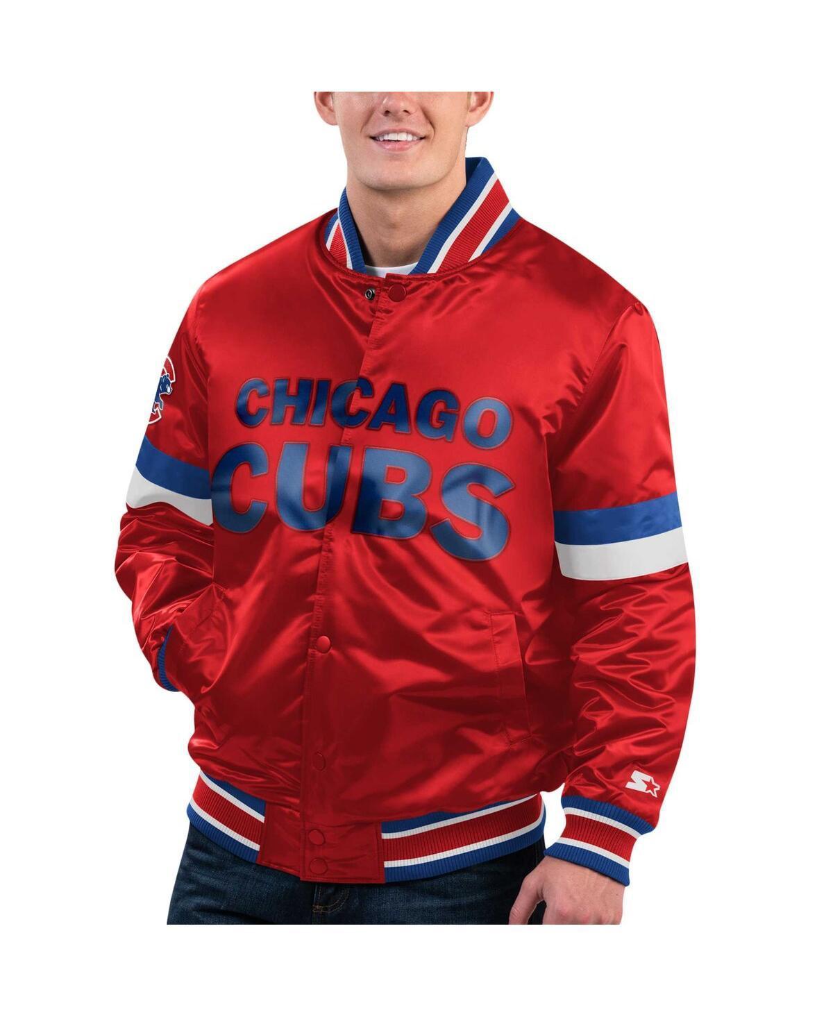 Mens Starter Chicago Cubs Home Game Satin Full-Snap Varsity Jacket Product Image