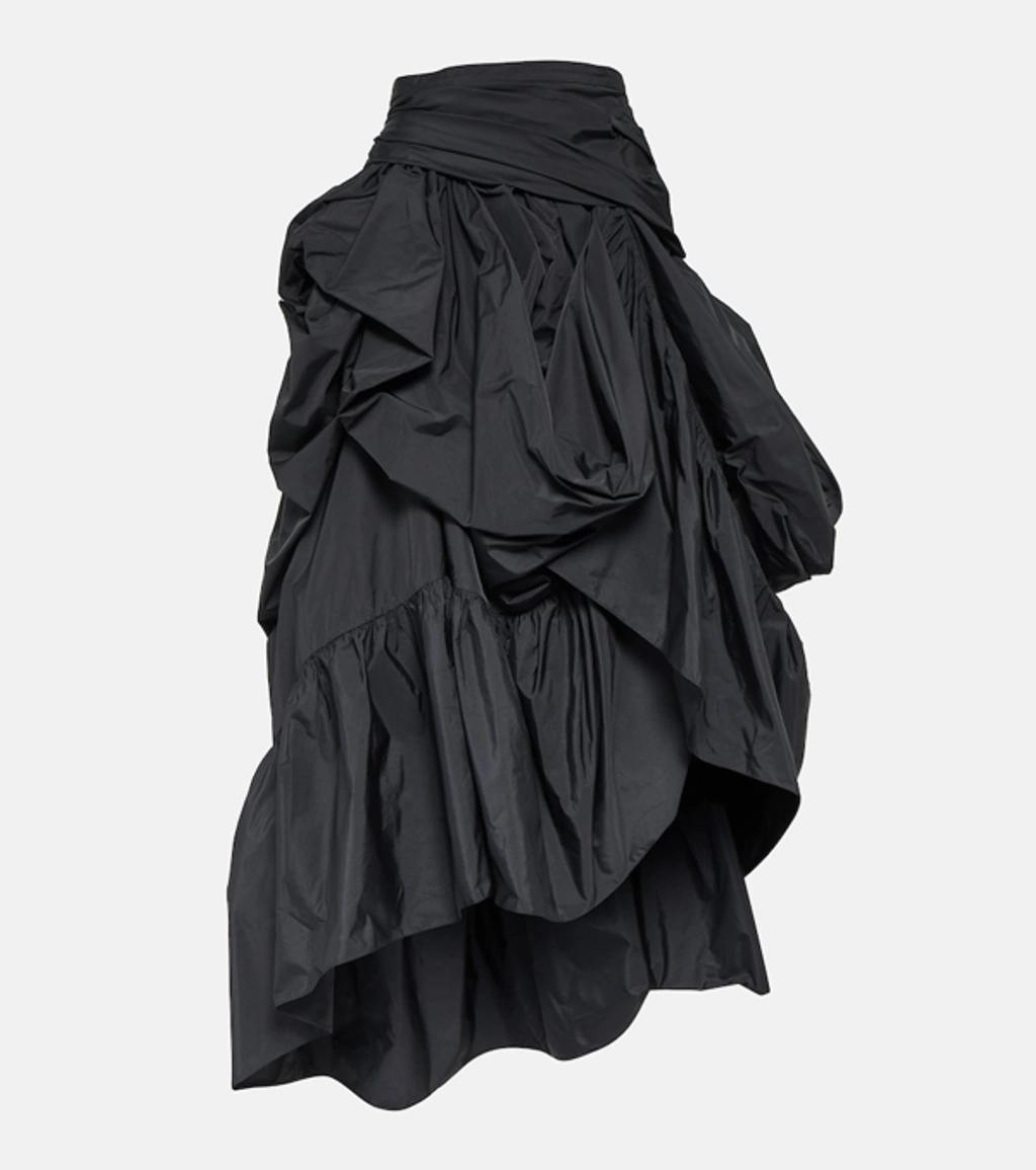 Asymmetric Ruffled Taffeta Maxi Skirt In Black product image