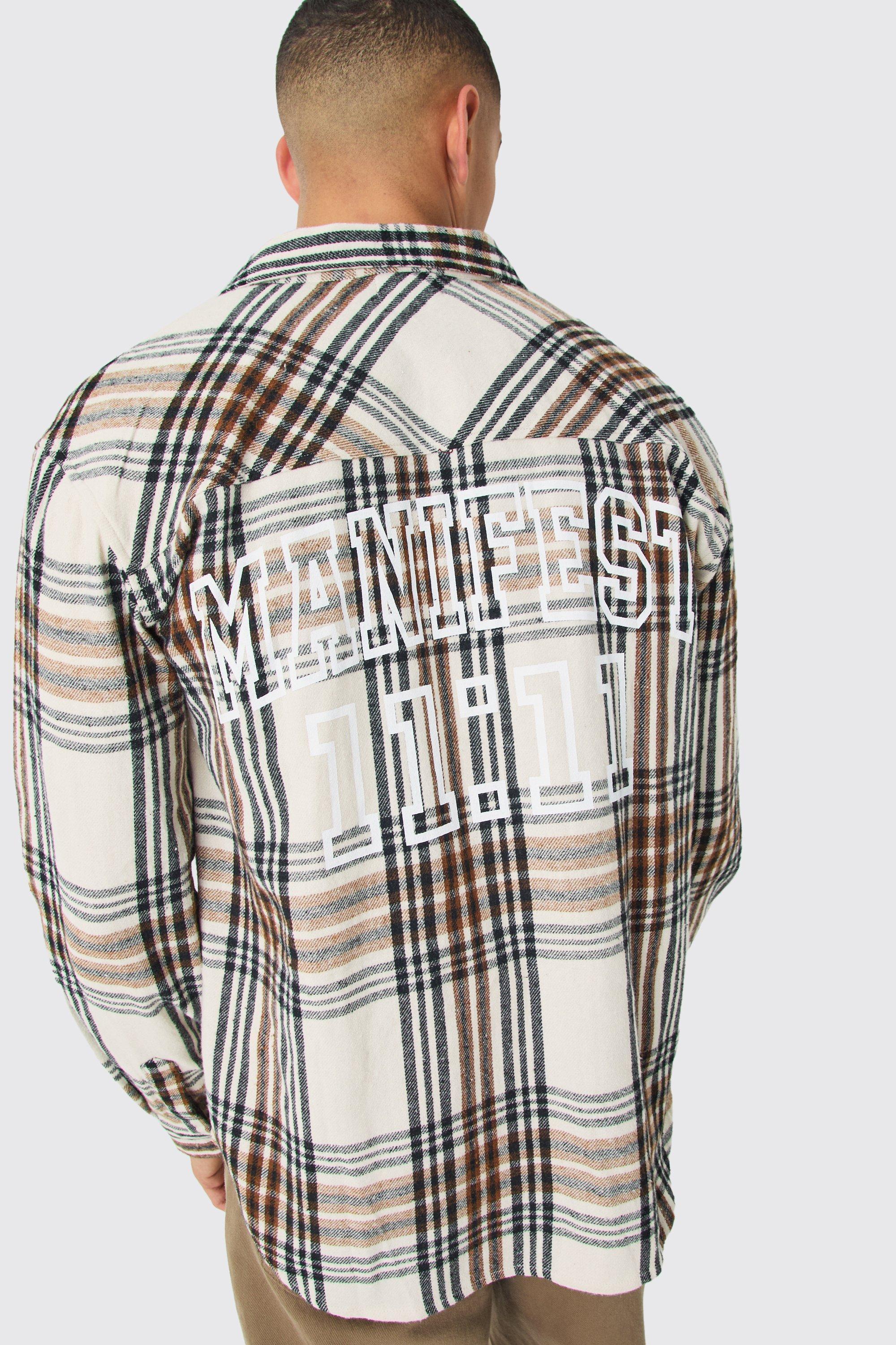 Manifest Back Print Check Shirt | boohooMAN USA Product Image