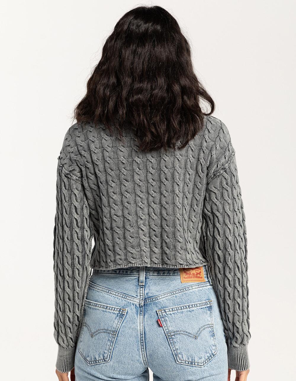 FULL TILT Washed Cable Womens Crop Sweater Product Image