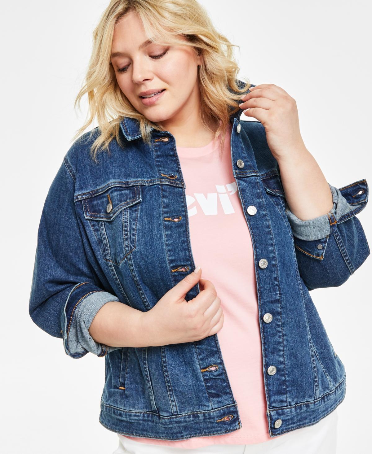 Plus Size Levis Original Trucker Jean Jacket, Womens Black Product Image