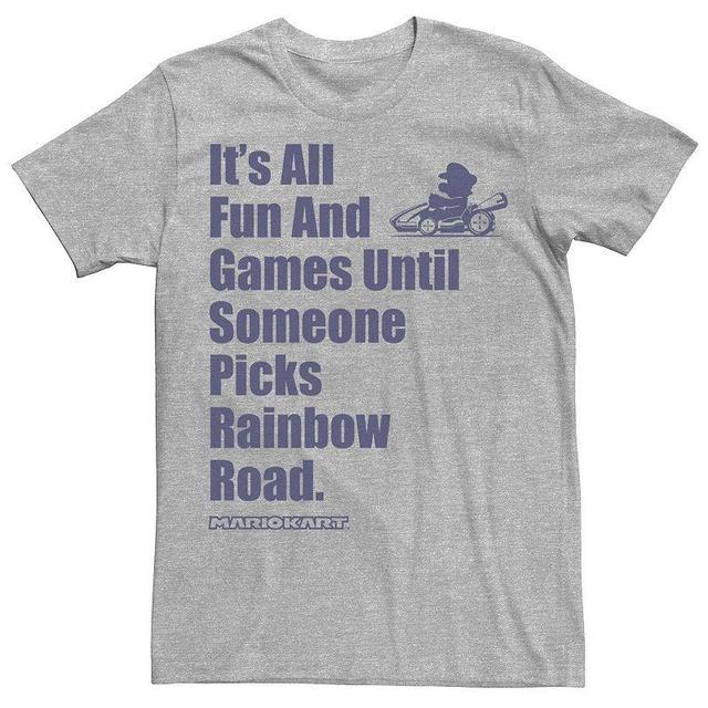 Mens Nintendo Mario Kart Rainbow Road Fun And Games Tee Athletic Grey Product Image