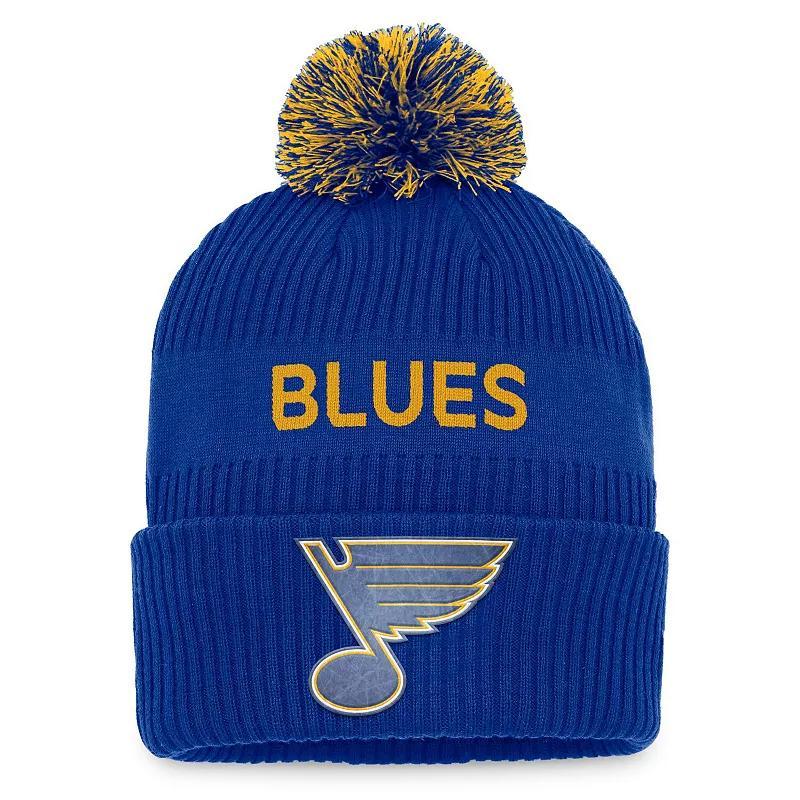 Mens Fanatics Royal St. Louis Blues 2022 Nhl Draft Authentic Pro Cuffed Knit Hat with Pom - Royal Product Image