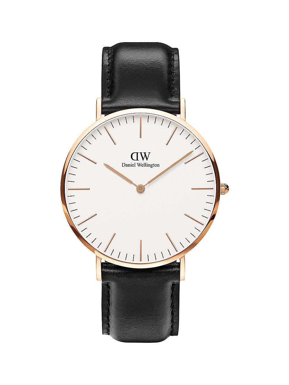 Daniel Wellington Mens Classic Sheffield Black Leather Watch 40mm Product Image