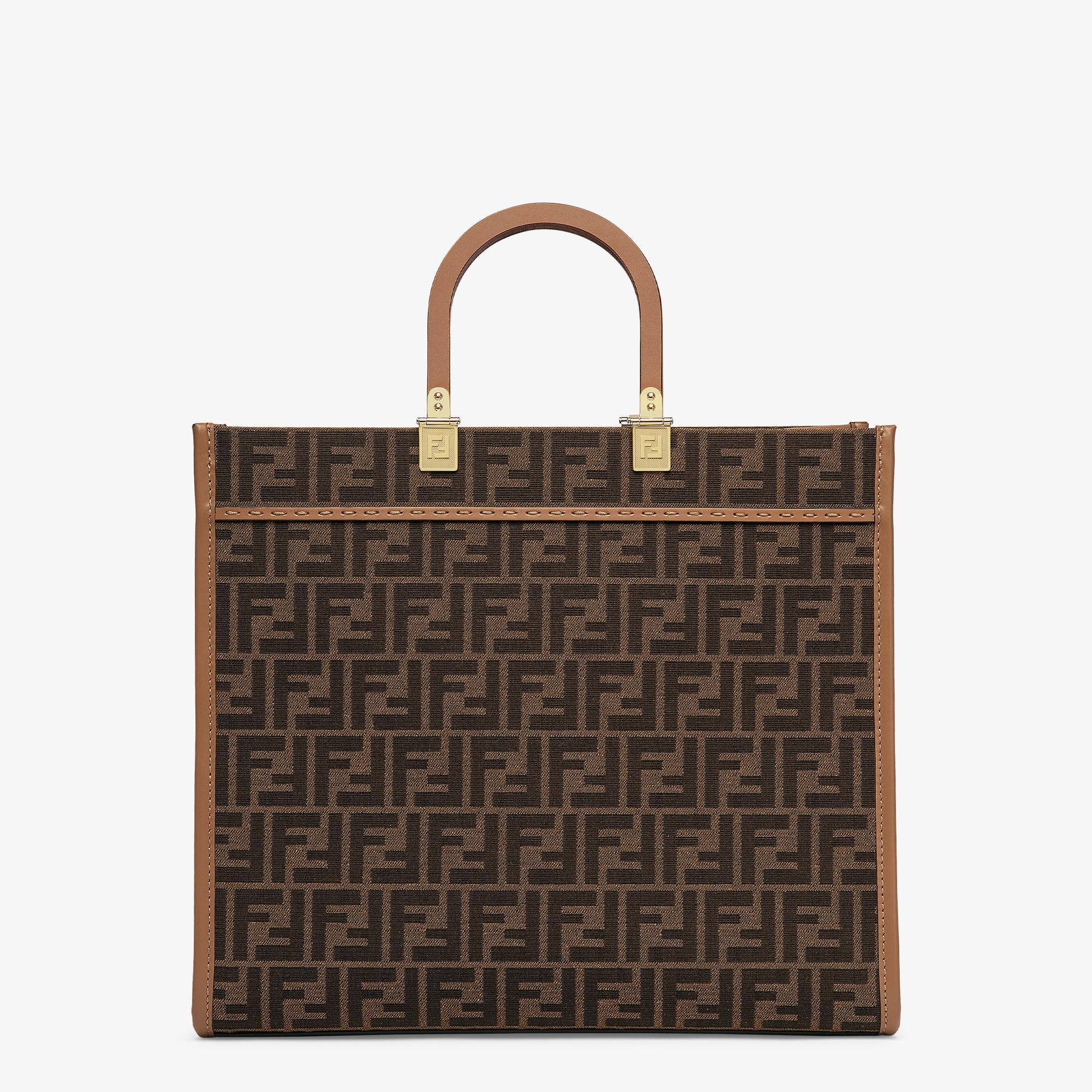 Fendi Sunshine MediumBrown FF jacquard fabric shopper Product Image