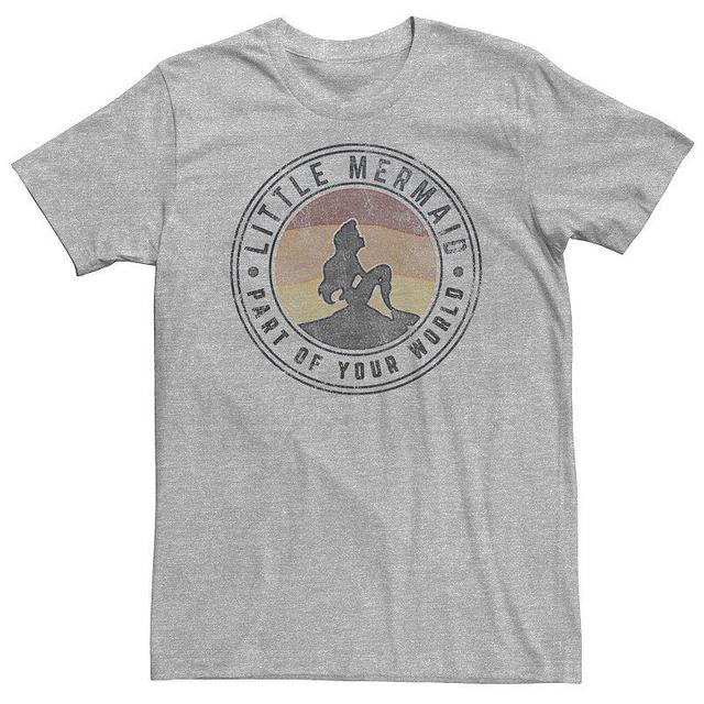 Big & Tall Disney Little Mermaid Sunset Circle Logo Tee, Mens Athletic Grey Product Image