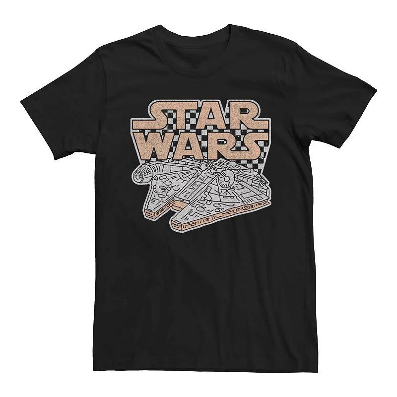 Star Wars Mens Classic Retro Checkered Millennium Falcon Short Sleeve T-Shirt Product Image