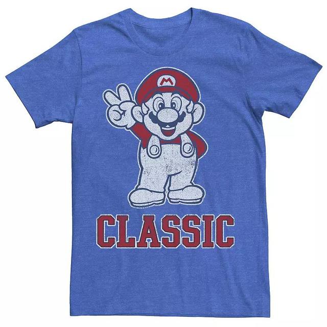 Mens Nintendo Super Mario Classic Peace Sign Tee Royal Grey Product Image