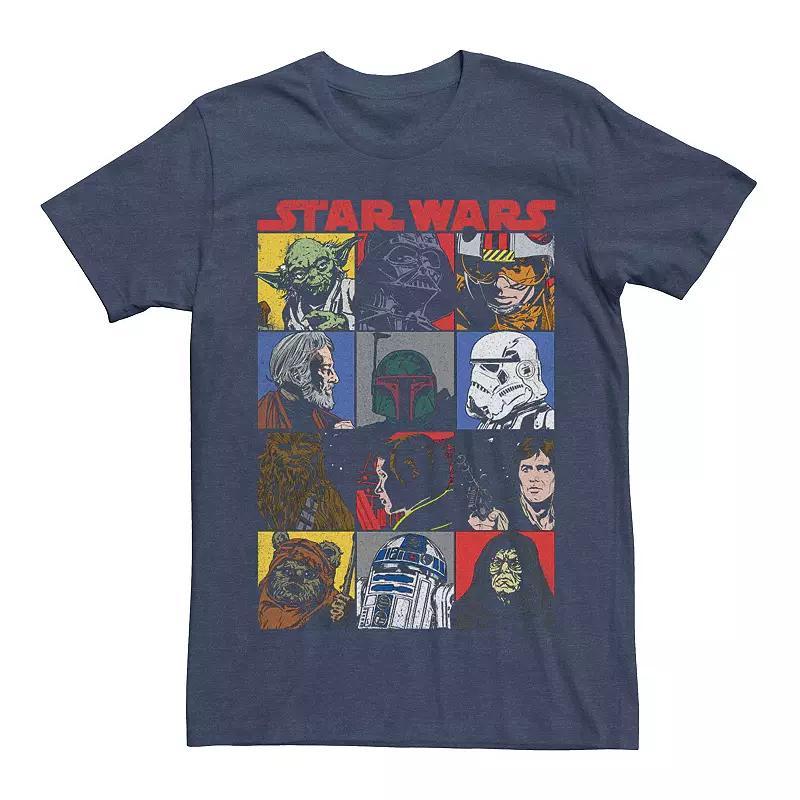 Mens Star Wars Comic Style Group Panels Graphic Tee Navy Grey Product Image