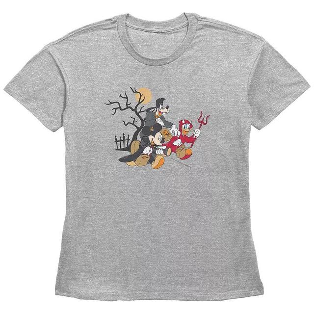 Disneys Mickey Mouse And Friends Trick Or Treaters Womens Graphic Tee Grey Gray Product Image