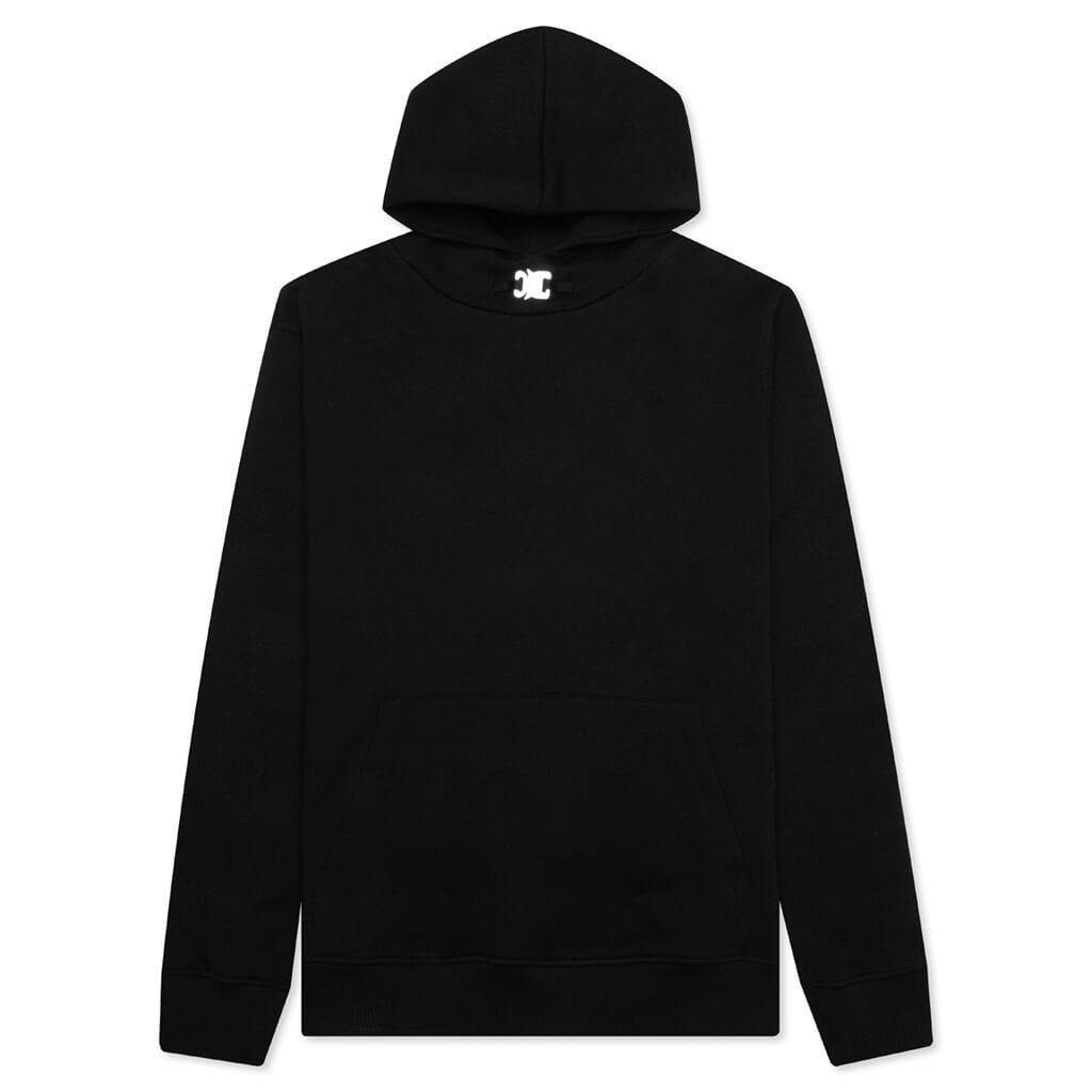 Metal Buckle Collar Hoodie - Black Male Product Image