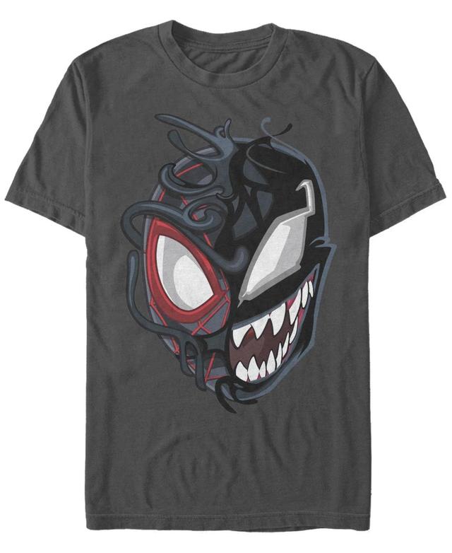 Mens Marvel Spider-Man Venom Miles Split Face Tee Grey Product Image