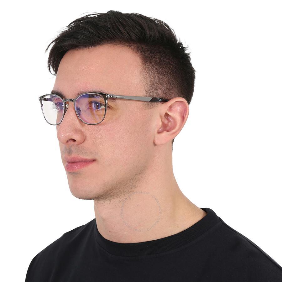 Blue Light Block Oval Men's Eyeglasses Ft5732-b 008 50 In Blue / Gun Metal / Gunmetal Product Image