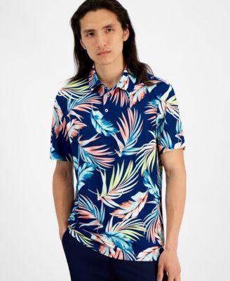 Club Room Mens Summer Leaf Regular-Fit Tropical-Print Performance Tech Polo Shirt, Created for Macys Product Image