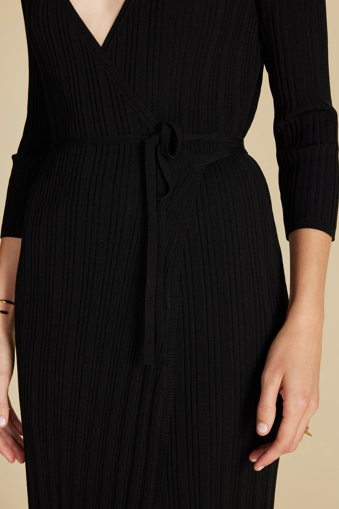 Ila Knit Wrap Dress - Black Product Image