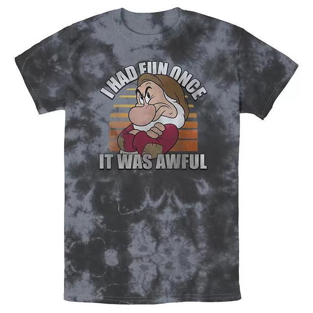 Mens Disney Snow White Grumpy I Had Fun Once It Was Awful Bomabrd Wash Tee, Boys Black Grey Product Image