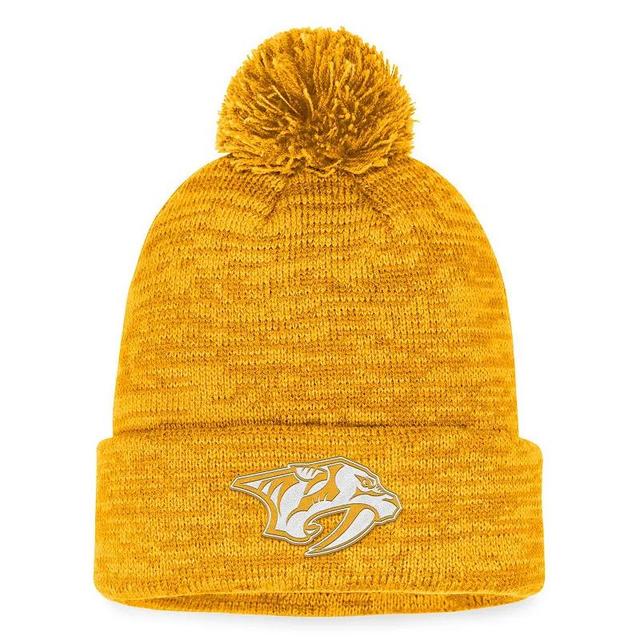 Mens Fanatics Branded Gold Nashville Predators Fundamental Cuffed Knit Hat with Pom Product Image