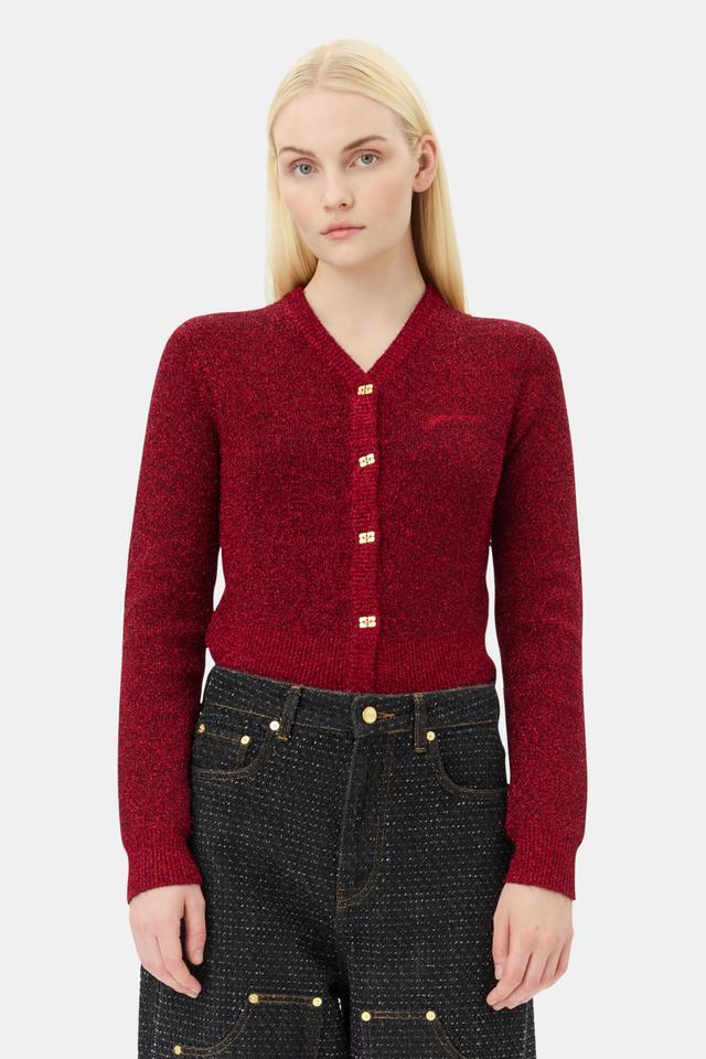 Red Sparkle Short Cardigan Product Image