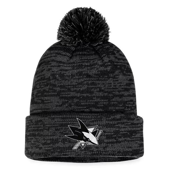 Mens Fanatics Branded Black San Jose Sharks Fundamental Cuffed Knit Hat with Pom Product Image