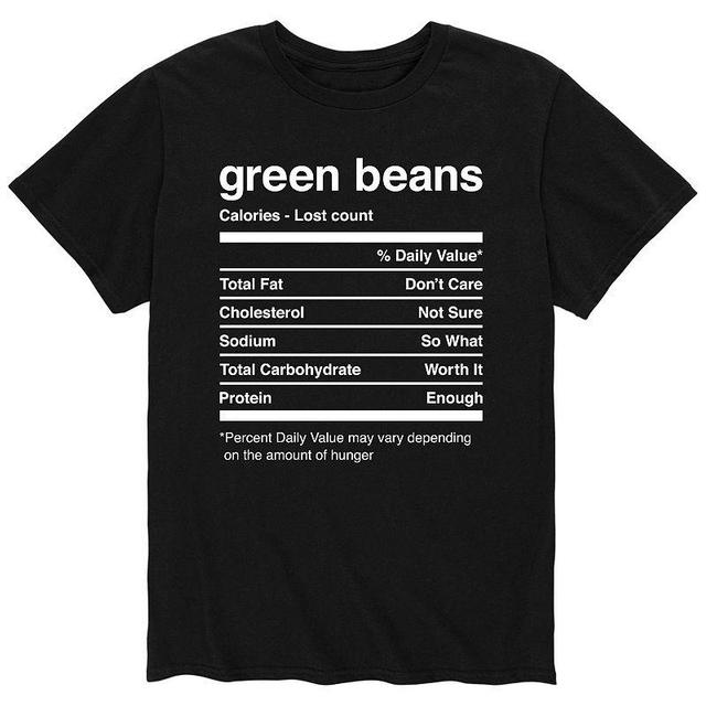 Mens Green Beans Nutrition Facts Tee Product Image