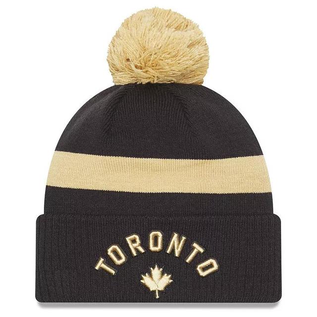 Mens New Era Black Toronto Raptors 2022/23 City Edition Official Cuffed Pom Knit Hat Product Image