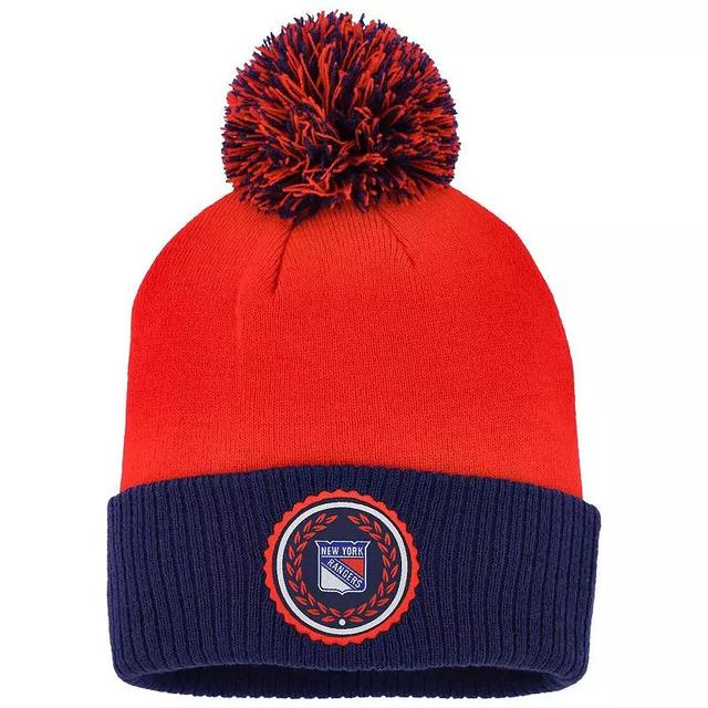 Womens adidas Red New York Rangers Laurel Cuffed Knit Hat with Pom Product Image