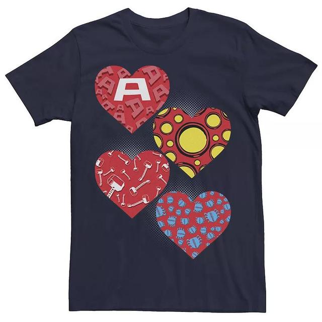 Mens Marvel Heroes Symbol Hearts Valentines Tee Blue Product Image