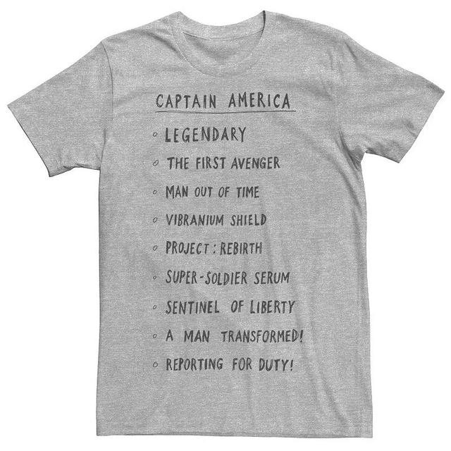 Mens Marvel Captain America List Tee Product Image