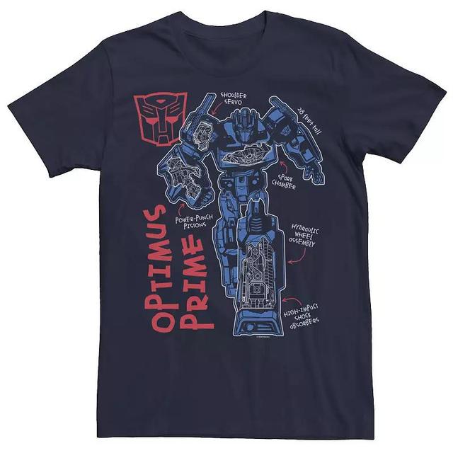 Mens Transformers Optimus Prime Running Doodle Tee Blue Product Image