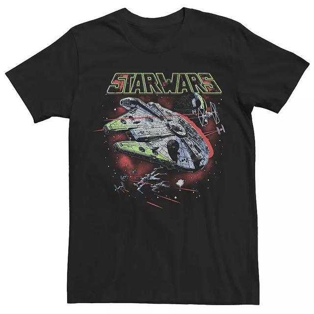 Mens Star Wars Millennium Falcon Bright Vintage Poster Tee Product Image