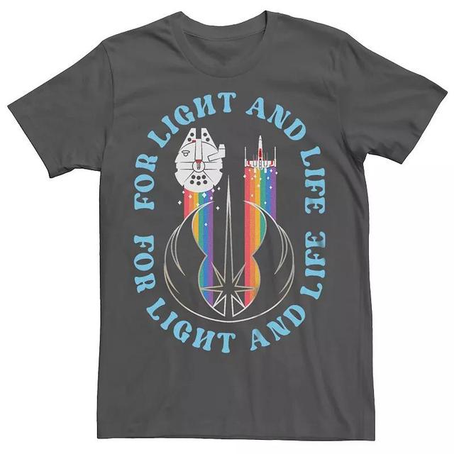 Mens Star Wars Pride Rainbow Stripe Spaceships Graphic Tee Grey Product Image