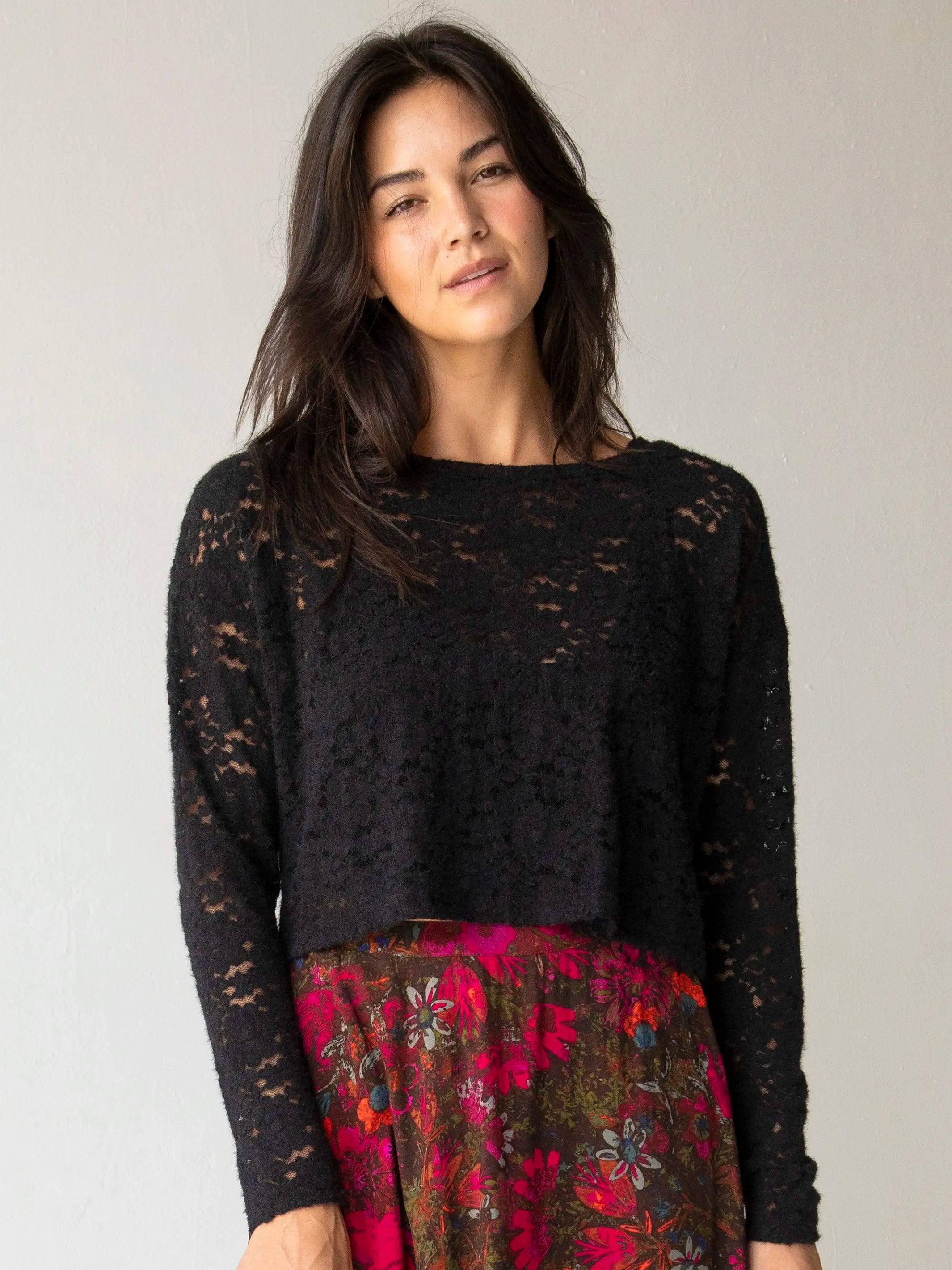 Millie Lace Layering Sweater - Black Product Image