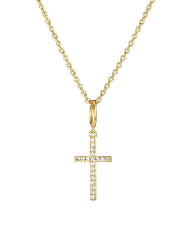 Womens 18K Gold-Plated & Cubic Zirconia Cross Pendant Necklace Product Image