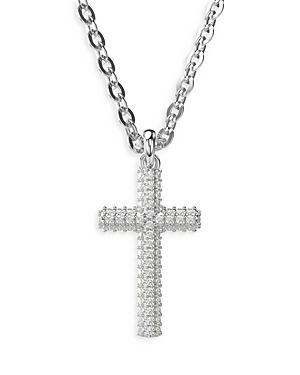 Womens Insigne Rhodium-Plated & Crystal Small Cross Pendant Necklace Product Image