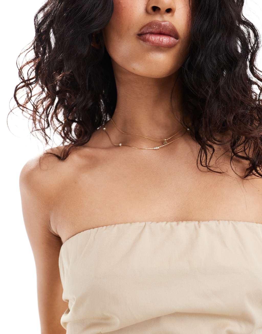 ASOS DESIGN V front bandeau top in tan Product Image