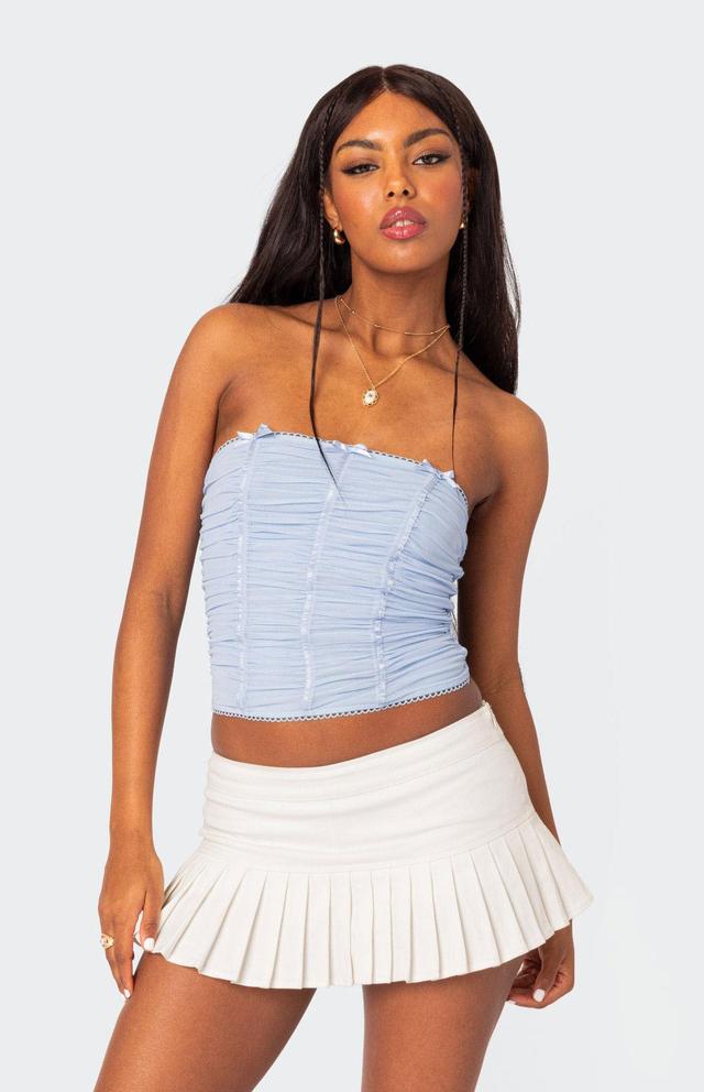 Edikted Womens Veronika Ruched Mesh Tube Top Product Image