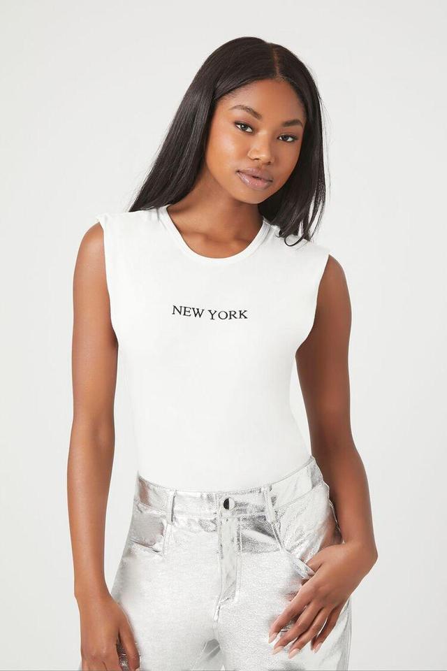 Sleeveless New York Graphic Bodysuit | Forever 21 Product Image