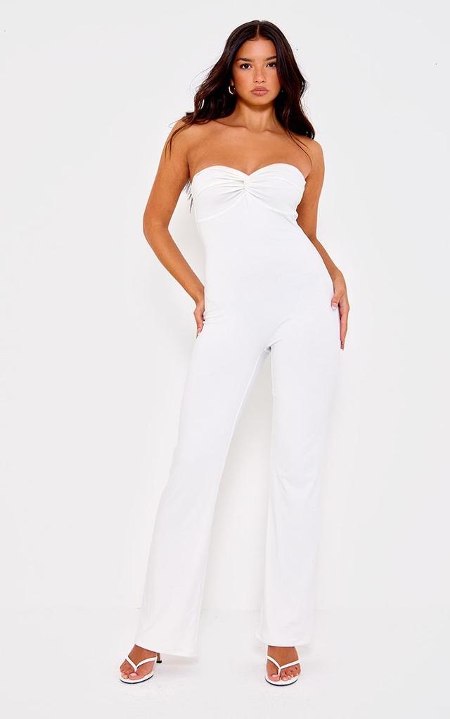  Cream Double Layer Contour Jersey Twist Bandeau Jumpsuit Product Image