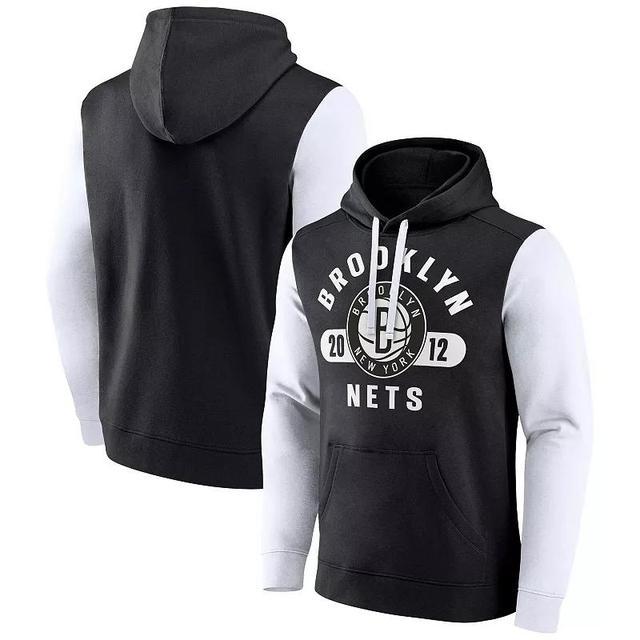 Mens Fanatics Branded /White Brooklyn Nets Attack Colorblock Pullover Hoodie Product Image