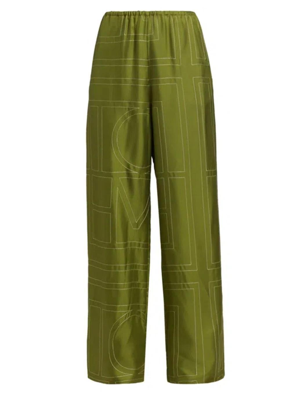 TOTÊME Monogram Silk Pj Bottoms Laurel Product Image