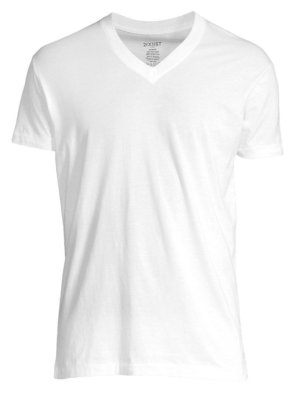 2(X)IST Pima Cotton Short Sleeve V-Neck (White) Men's T Shirt Product Image