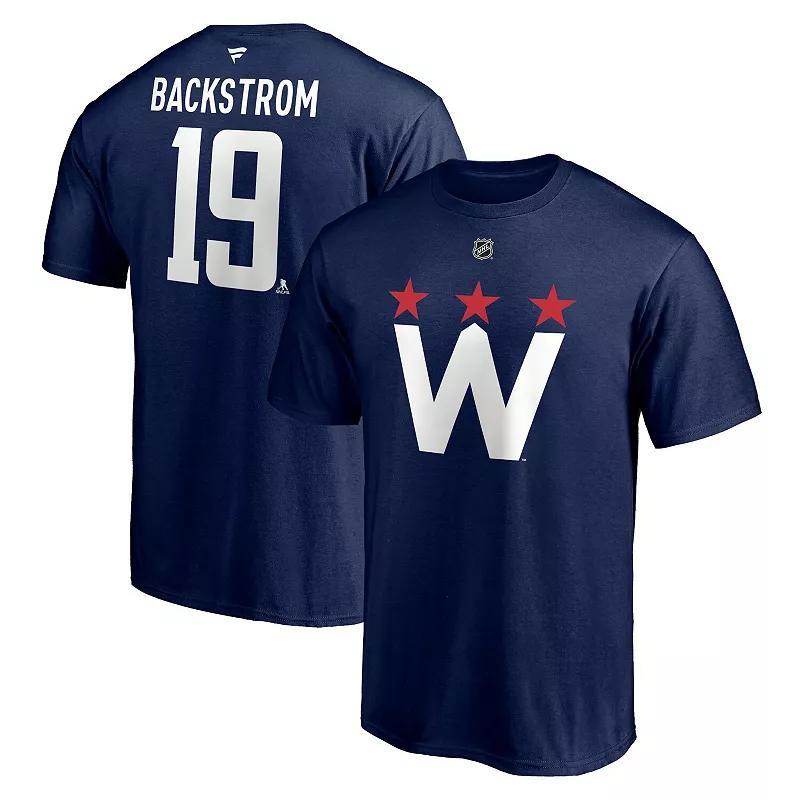 Mens Nicklas Backstrom Navy Washington Capitals 2020/21 Alternate Authentic Stack Name and Number T-shirt Product Image