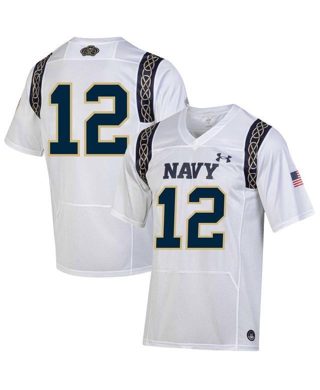 Mens Under Armour White Navy Midshipmen 2023 Aer Lingus College Football Classic Replica Jersey - White Product Image