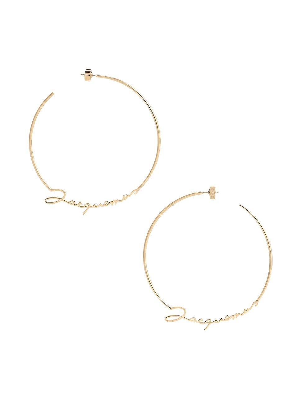 Mens Logo Brass Hoop Earrings Product Image