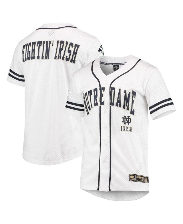 Mens Colosseum White Notre Dame Fighting Irish Free Spirited Mesh Button-Up Baseball Jersey - White Product Image