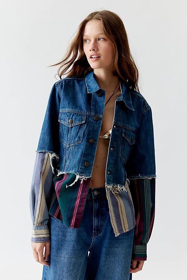 Urban Renewal Remade Stripe Spliced Denim Jacket Womens at Urban Outfitters Product Image