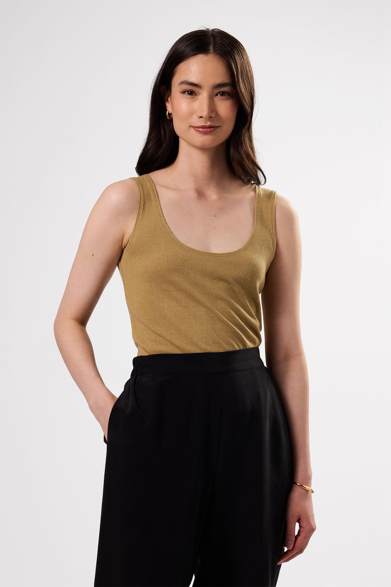 Clarisse Silk Knit Tank - Elm Product Image